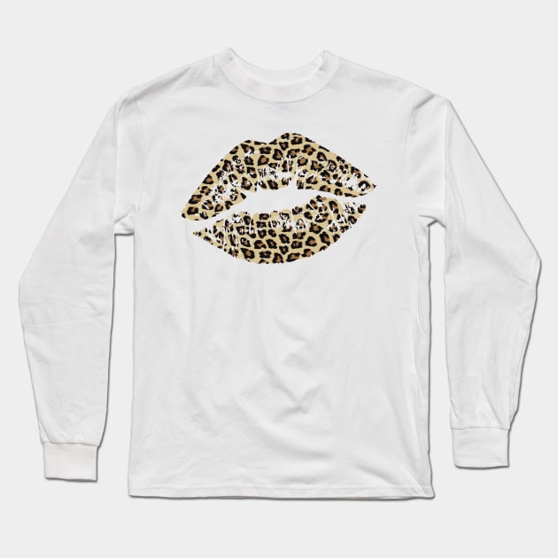 Leopard print Lips Long Sleeve T-Shirt by Satic